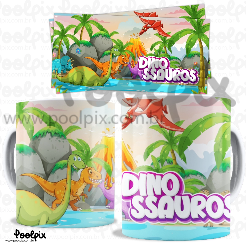 Caneca Infantil Dinossauros com Nome | Personalizada Caneca Infantil Dinossauros com Nome | Personalizada