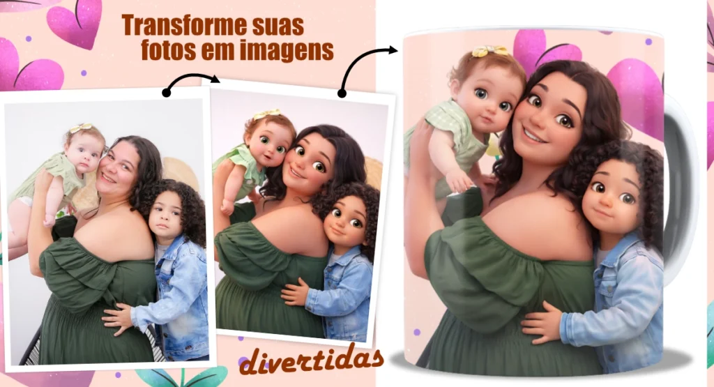 Caneca Personalizada Estilo Personagem 3D Sua Foto Ganhou Vida!
