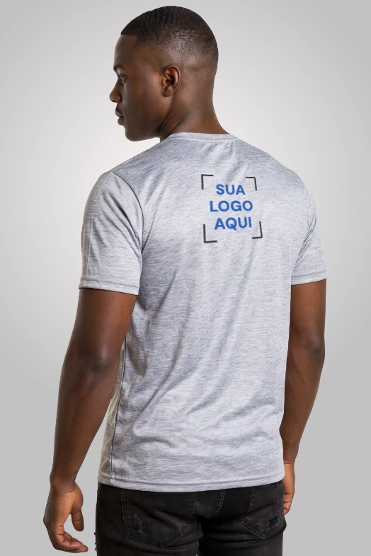 Camiseta Camiseta Masculina Poliéster Cinza Mescla Personalizada Para Empresas Modelo Costa