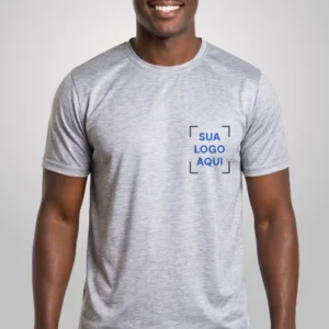Camiseta Personalizada Masculina 100% Poliéster Cinza Mescla