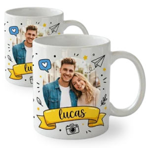 Caneca Personalizada com Nome de Porcelana Premium Branca - 325ml